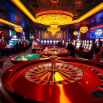 Players engaging with the thrilling tk88 roulette wheel at a vibrant casino, showcasing excitement and high stakes.