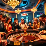 Players at a roulette table capture the thrill of gambling amidst the vibrant atmosphere of trang chủ 78win casino.